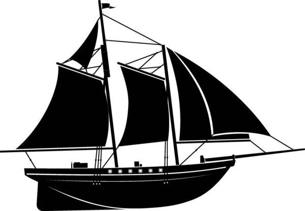 Силуэт парусника, иллюстрация приключений океана