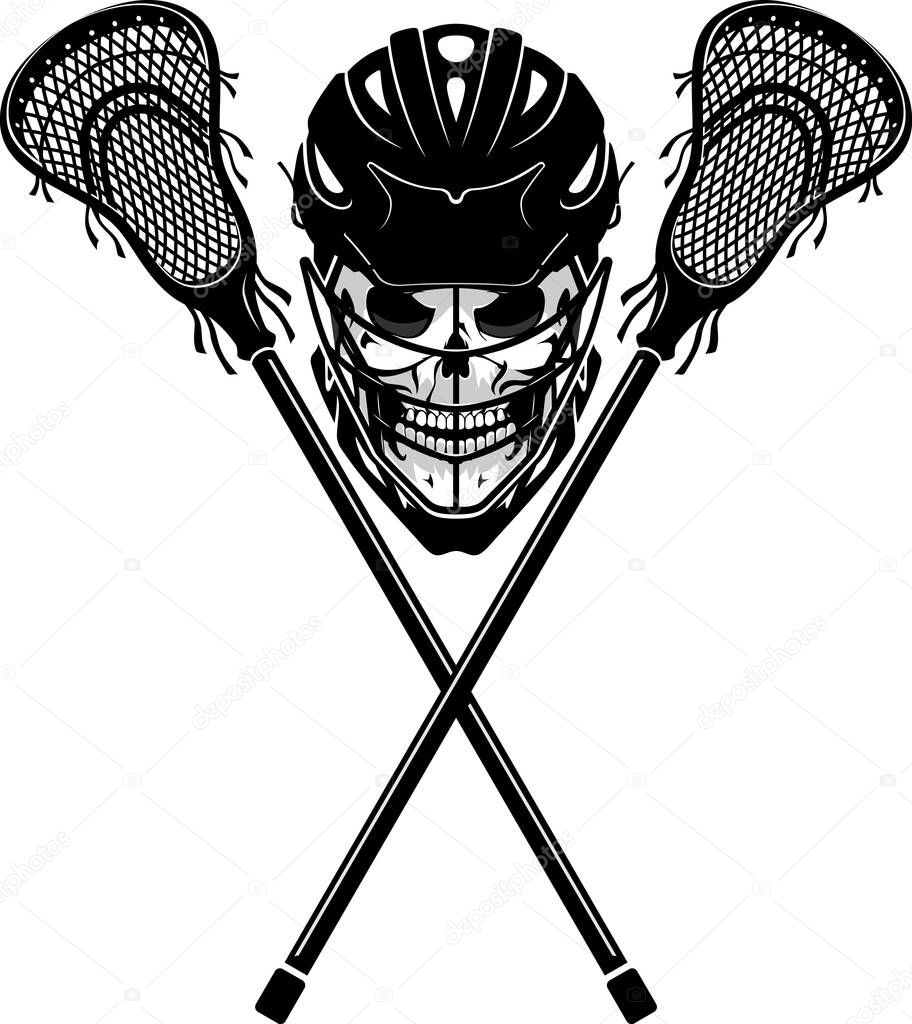 Skull Lacrosse Symbol, Sport Illustration Design