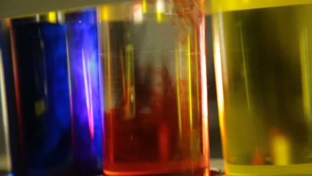 Química Vaso Precipitados Color Ciencia Líquida — Vídeos de Stock