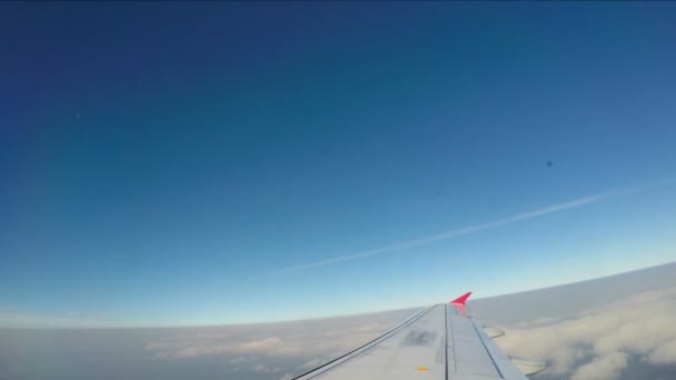 Ala Aeroplano Cielo Ventana — Vídeo de stock