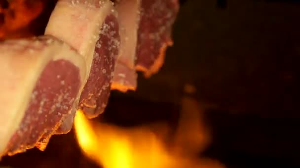 Κρέας Picanha Brazil Φωτιά — Αρχείο Βίντεο