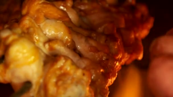 Κοτόπουλο Στη Σχάρα Στη Βραζιλία Τροφίμων — Αρχείο Βίντεο