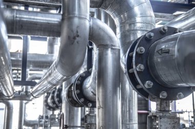 Vana ve paslanmaz çelik aktüatörlerle endüstriyel Buhar borusu