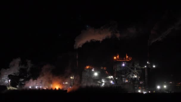 Fábrica Caña Azúcar Noche Industria Camión — Vídeos de Stock