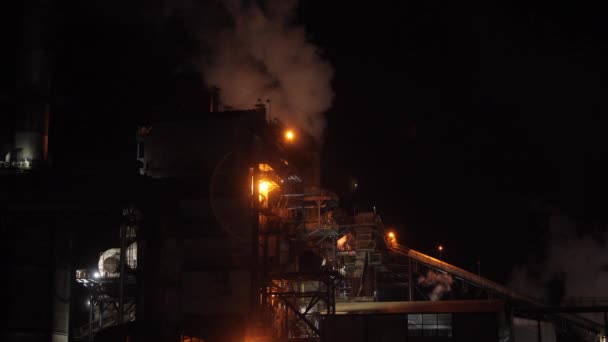 Fábrica Cana Açúcar Caminhão Indústria Noite — Vídeo de Stock