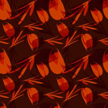 Vektör kahverengi çiçek ve lale vinous bir arka plan üzerinde. Kağıt ve kumaşlar için