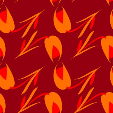 Vektör çiçek ve tuğla lale Bordo arka plan üzerinde yas. Kağıt ve kumaşlar için