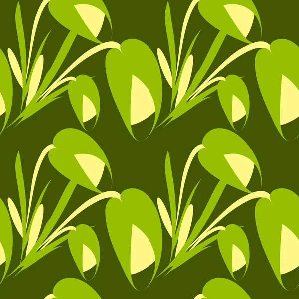 Vektor Frühlingsblumen Und Grüne Tulpen Auf Grünem Hintergrund Für Papier — Stockvektor