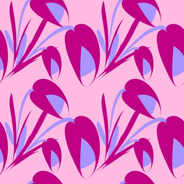 Векторные Грустные Цветы Фиолетовые Тюльпаны Фиолетовом Фоне Бумаги Тканей — стоковый вектор