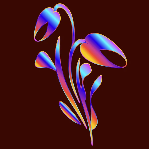 Вектор Неонові Tulip Листівку Фоні Claret Прикраси Квітковими Продукції Або — стоковий вектор