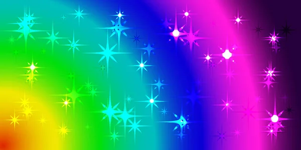 虹星と円のベクトルのネオンの背景 紙やはがきの登録のため — ストックベクタ
