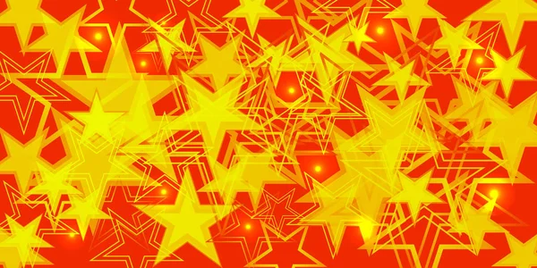 Fondo Amarillo Vectorial Estrellas Rojas Anaranjadas Para Registro Papel Pancartas — Vector de stock
