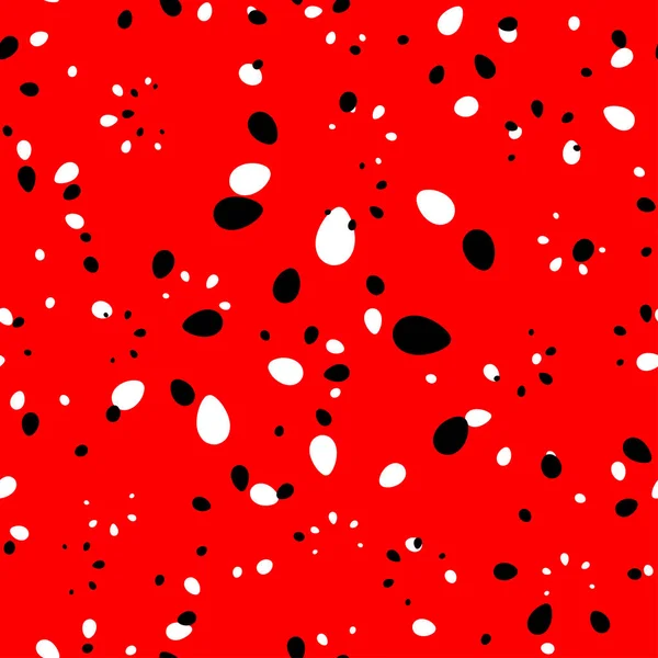 抽象的な厳格なベクトル手描画シームレス花柄赤の背景に黒と白で 生地と夏と花のスタイルの用紙の設計のため — ストックベクタ