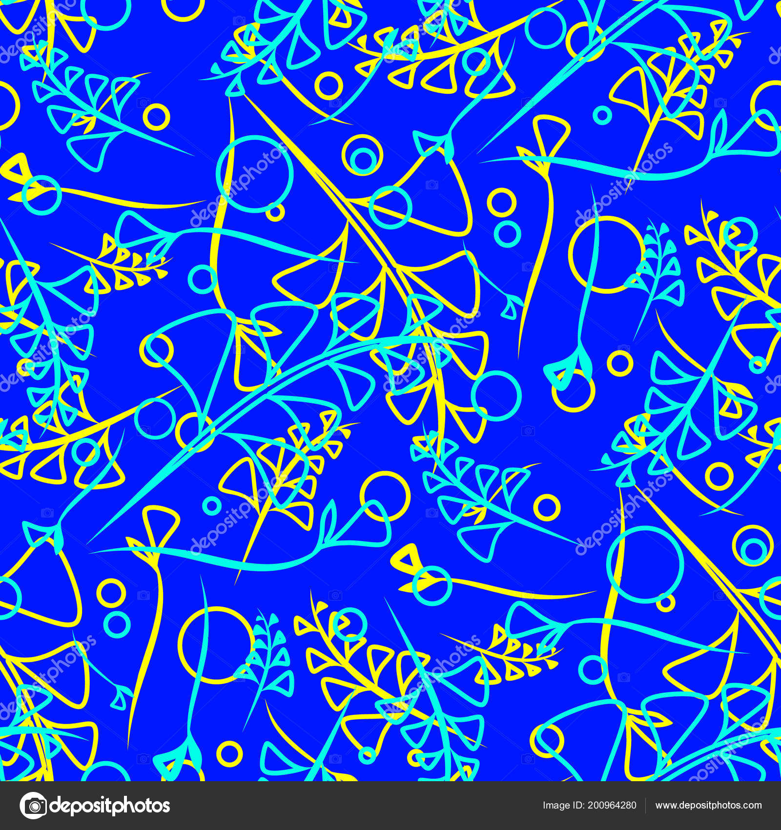 Vector Botanical Bright Pattern Of Goffed And Yellow Plants And Vector Botanical Bright Pattern Of Goffed And Yellow Plants And