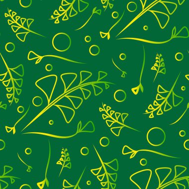 Bitkiler botanik limon desen vektör ve bıçaklar nane arka plan üzerinde çim. Kayıt Kağıt veya ev Enteriyör eşyaları için