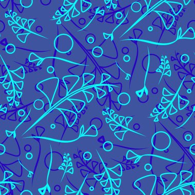 Nane ve mor bitkiler botanik desen vektör ve karanlık deniz arka planda çim. Kağıt veya ev eşyaları için