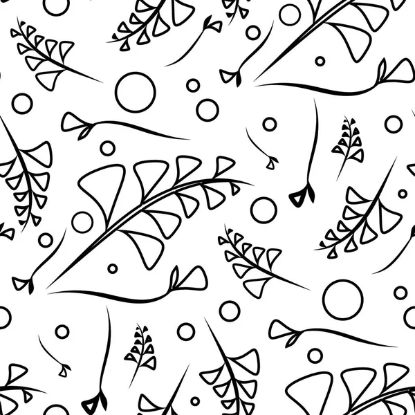 Siyah bitkiler botanik tek renkli desen vektör ve bıçaklar beyaz bir arka plan üzerinde çim. Kayıt Kağıt veya ev Enteriyör eşyaları için