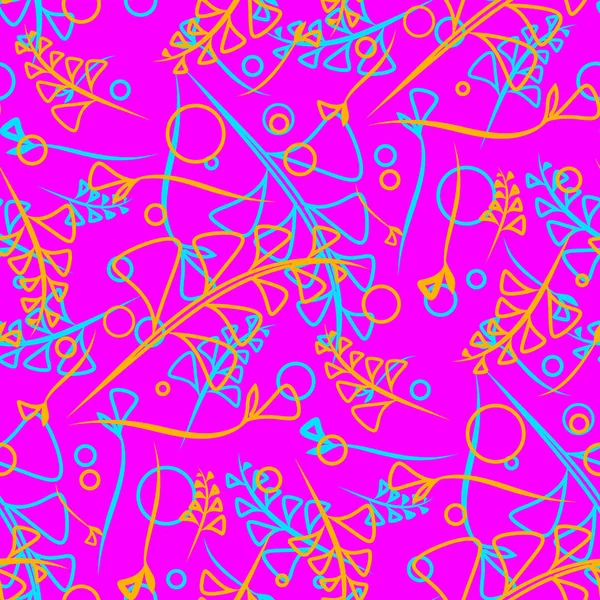 Vektör botanik desen mavi ve hardal bitki ve çim leylak bir arka plan üzerinde bıçaklar. Kağıt veya ev eşyaları için