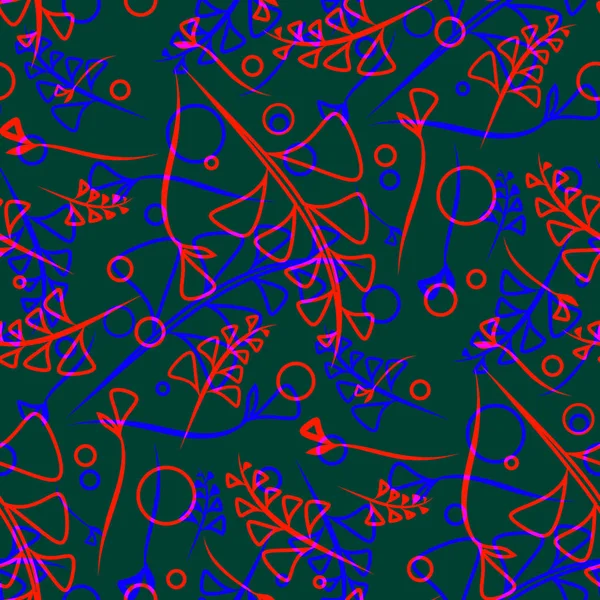 Vektör botanik desen hardal ve mavi bitki ve çim bıçaklar bir arka planda karanlık koruma. Kağıt veya ev eşyaları için