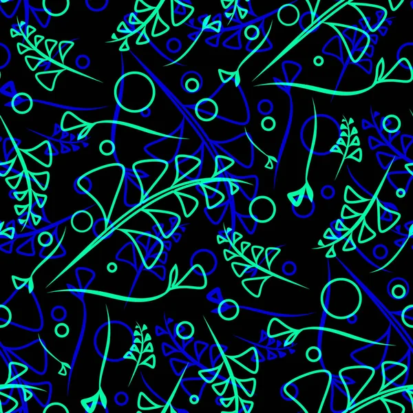 Nane ve mavi bitki ve çim bıçaklar kurşun arka plan üzerinde vektör botanik desen. Kağıt veya ev eşyaları için