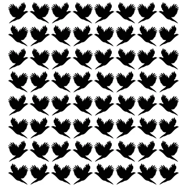 Contexte Des Oiseaux Volants Silhouettes Noires Corbeau — Image vectorielle