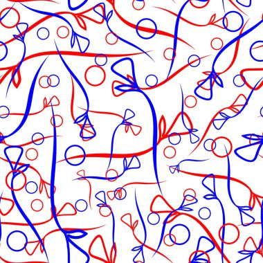 Vektör desen bitki kırmızı ve mavi kaynaklanıyor ve etnik tarzda bir süt arka plan üzerinde daireler. Kumaş veya nesneleri tasarım doğal ürünlerin tasarımı için