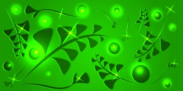 エスニック スタイルの明るい緑の背景に石灰植物の要素のベクトル パターン お祝いや天然物のデザインのオブジェクトの登録 — ストックベクタ