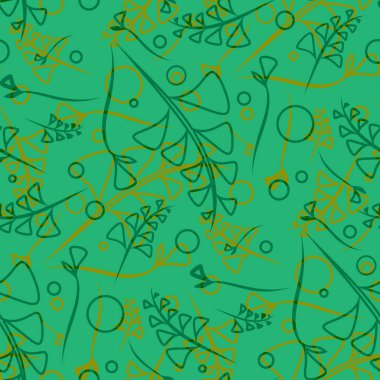 Sebze hardal ve karpuz kaynaklanıyor ve öğeleri doğal bir tarzda yeşil bir arka plan üzerinde vektör desen. Kumaş veya nesneleri tasarım doğal ürünlerin tasarımı için