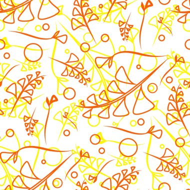 Vektör modeli gelen doğal bir tarzda kayısı bir arka plan üzerinde turuncu ve sarı renkli kaynaklanıyor ve öğeleri bitki. Kumaş veya nesneleri tasarım doğal ürünlerin tasarımı için