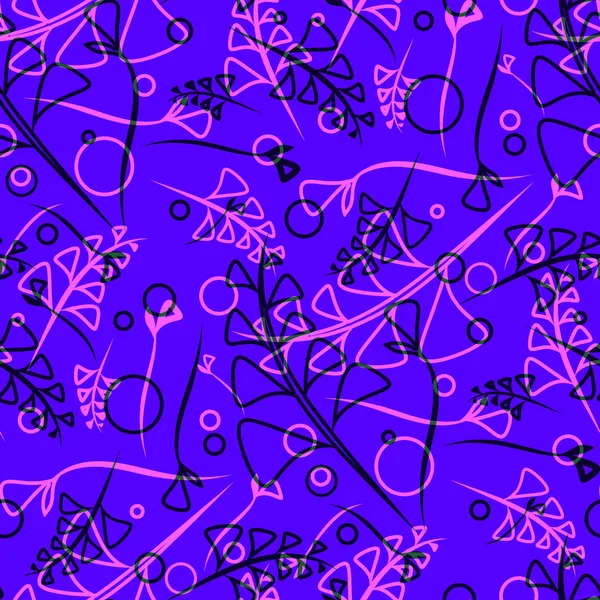 Vektör desen bir bitkisel mor ve menekşe kaynaklanıyor ve doğal bir tarzda patlıcan bir arka plan üzerinde öğeleri. Kumaş veya nesneleri tasarım doğal ürünlerin tasarımı için