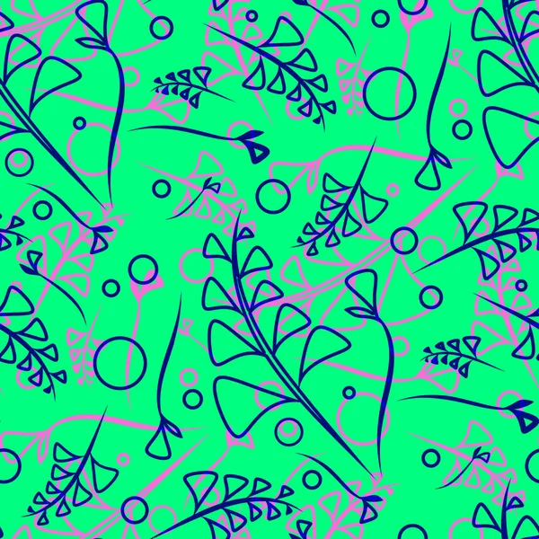 Bitki kobalt ve menekşe kaynaklanıyor ve doğal bir tarzda bir nane arka plan öğelerinde vektör desen. Kumaş veya nesneleri tasarım doğal ürünlerin tasarımı için