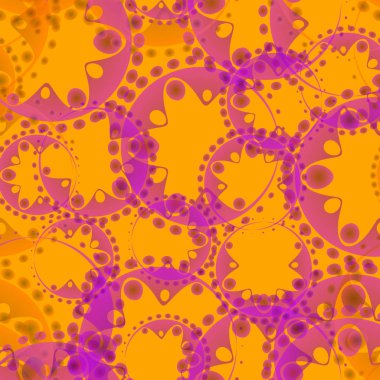 Vektör soyut sorunsuz model leylak dişliler ve çiçek turuncu bir arka plan doku veya kağıt üzerinde. Kumaşlar ve doğal bir tarzda kağıt tasarımı için