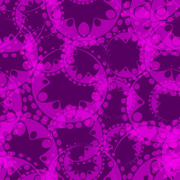 Vector Padrão Sem Costura Roxo Abstrato Engrenagens Flores Para Design — Vetor de Stock