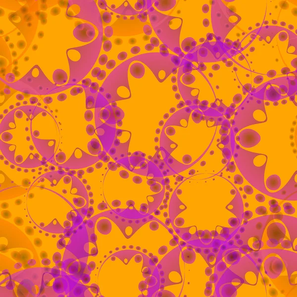 Vector Abstract Pastel Seamless Pattern Lilac Gears Flowers Orange Background — Stock Vector