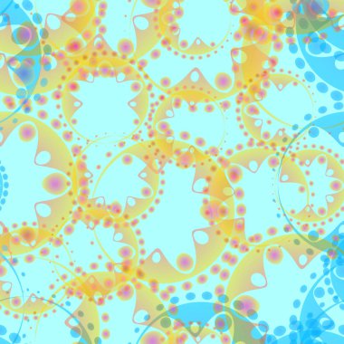 Vektör soyut model mavi sabun köpüğü ve kum desen kumaş veya ev tekstili için azure arka plan üzerinde vites. Tasarım ve tasarım öğeleri çocuklar ve anneler için.