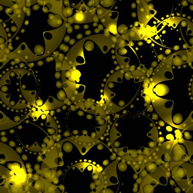 Vektör soyut parlayan dişliler ve desen kumaş veya festival öznitelikleri için siyah bir zemin üzerine altın küreler. Tasarım ve dizayn, partiler ve festivalleri için.