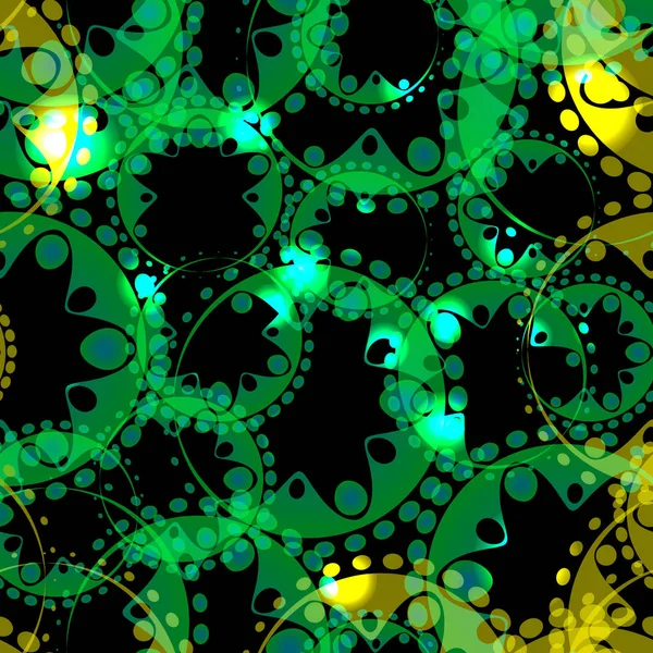 Vector Abstracto Brillante Patrón Engranajes Esferas Diseño Verde Oro Sobre — Vector de stock