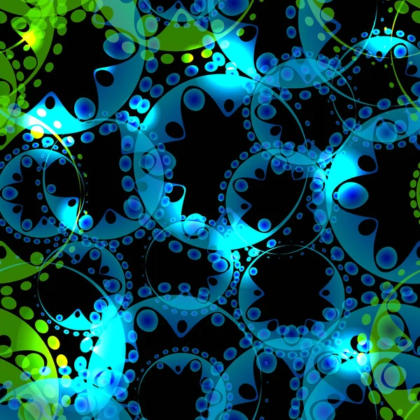 Vector Abstracto Patrón Brillante Engranajes Esferas Diseño Azul Verde Sobre — Vector de stock
