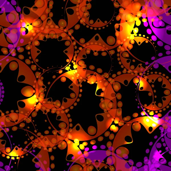 Vector Abstract Glowing Pattern Gears Spheres Bronze Purple Design Black — Stock Vector