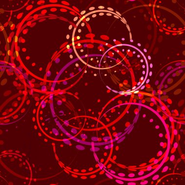 Temiz bukleler ve halkaları parlak kırmızı tonları mor bir arka plan üzerinde. Desen kumaş ve kağıt için mükemmeldir.