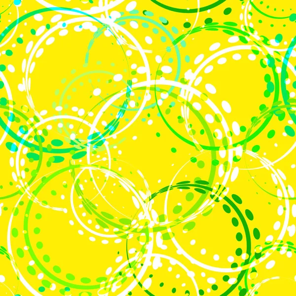 Whitish Curls Circles Green Shades Lemon Background Pattern Perfect Fabric — Stock Vector