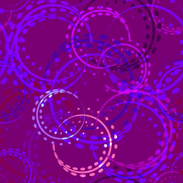 明るいカールと紫色の背景にライラック色の色合いの円 パターン 生地と紙に最適 — ストックベクタ