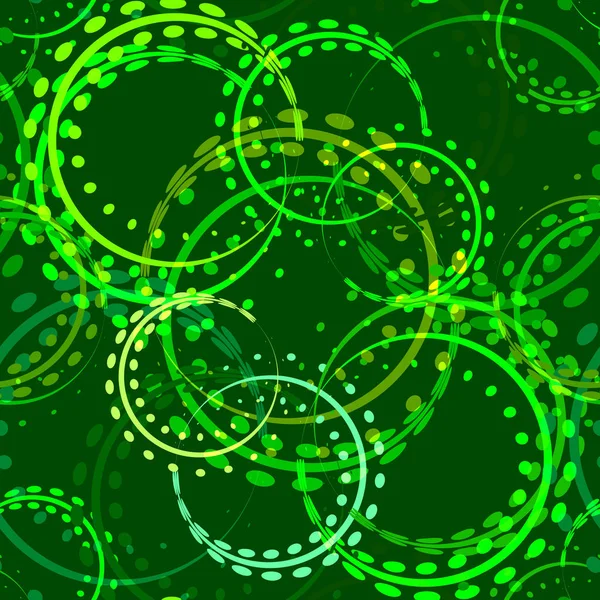 自然なカールと緑の背景に明るい緑の色合いの円 パターン 生地と紙に最適 — ストックベクタ