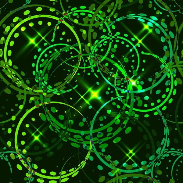 Étoiles Métalliques Vectorielles Anneaux Teintes Vertes Sur Fond Scintillant Modèle — Image vectorielle