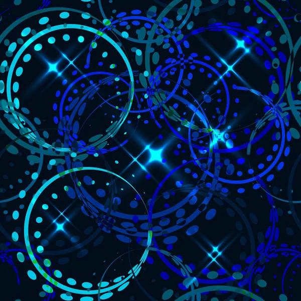 Étoiles Métalliques Vectorielles Anneaux Teintes Bleues Sur Fond Scintillant Modèle — Image vectorielle