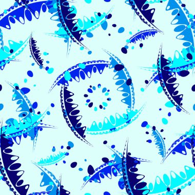 Model hassas yaprakları ve mavi tonlarda Bahçe bitkilerin yaprakları. Kağıt, kumaş veya organik ürünler için.