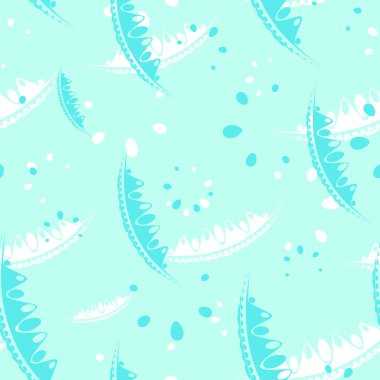 Örüntüsünde sevimli yaprakları ve mavi tonlarda Bahçe bitkilerin yaprakları. Kağıt, kumaş veya organik ürünler için.