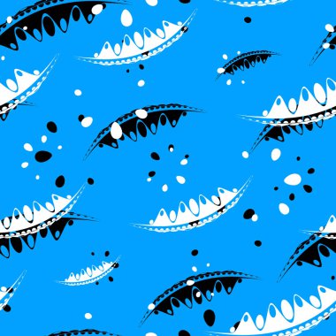 Desen soyut yaprakları ve masmavi ve beyaz renklerde Bahçe bitkilerin yaprakları. Kağıt, kumaş veya organik ürünler için.