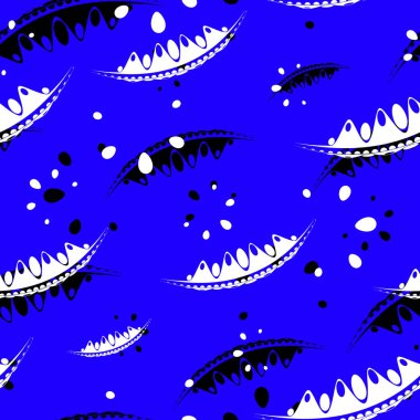 Desen soyut yaprakları ve mavi ve Beyaz Bahçe bitkilerin yaprakları. Kağıt, kumaş veya organik ürünler için.