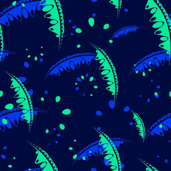 Sakin desen hassas yaprakları ve mavi tonlarda Bahçe bitkilerin yaprakları. Kağıt, kumaş veya organik ürünler için.